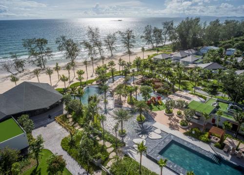 an aerial view of a resort with a beach at Crowne Plaza Phu Quoc Starbay, an IHG Hotel in Phú Quốc