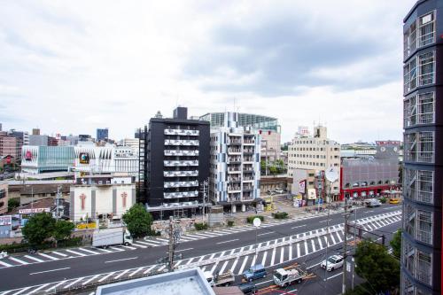 Výhľad na mesto Osaka alebo výhľad na mesto priamo z penziónu