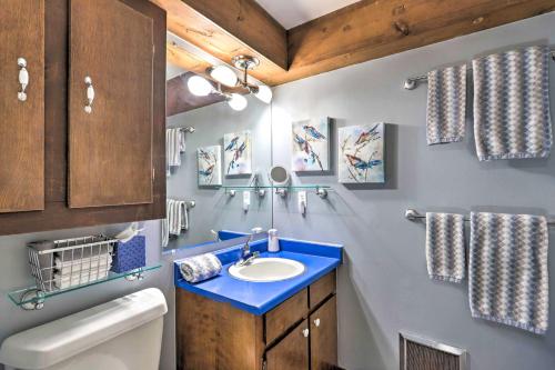 une salle de bain avec un lavabo et des toilettes dans l'établissement Cabin in Beautiful Setting Between Ouray and Ridgway, à Ridgway