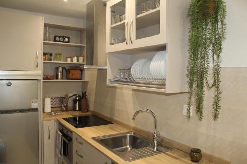 a kitchen with a sink and a counter top at Gazteategi in Zarautz