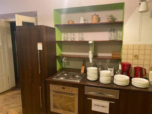 A kitchen or kitchenette at 50 People Apartment