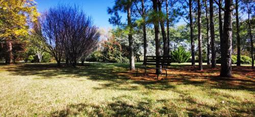 a park with a bench in the middle of a field at La Casa de los Limoneros in Colonia del Sacramento