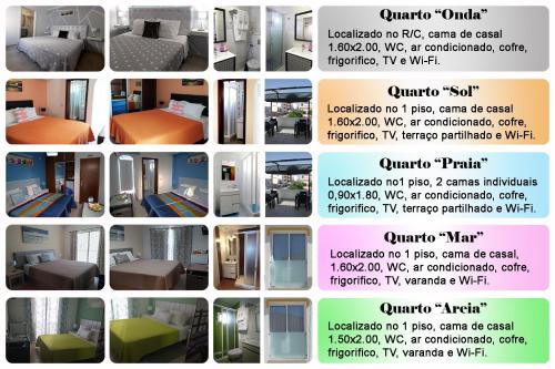 a collage of different pictures of a room at Casa Da Praia "AL" in Monte Gordo