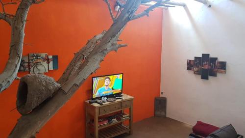 En tv och/eller ett underhållningssystem på Posada Villa Aurorita