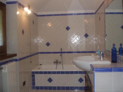 a bathroom with a sink and a bath tub at B&B Le Palme in Bassano Romano