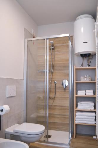 a bathroom with a shower and a toilet at Garda Lake Maison d'Isabella in Lonato del Garda