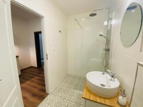 Koupelna v ubytování Apartmány V uličce Frymburk