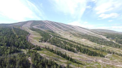 an aerial view of a mountain with a forest at Villa Ylläs 101 in Ylläsjärvi