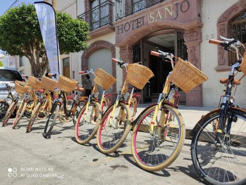 a row of bikes parked in front of a store at Hotel SanJo in San José Iturbide