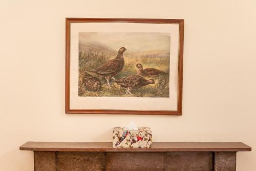 a picture of three birds on a wall at Springkell in Eaglesfield