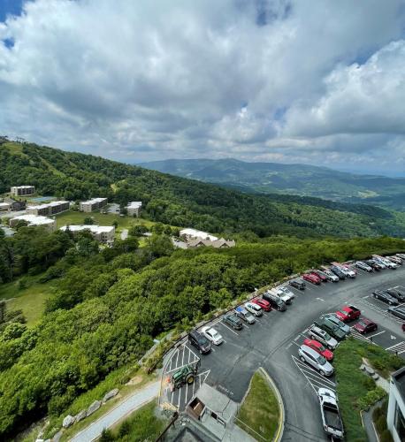 an aerial view of a parking lot with cars at Sugar Top 2805 Condo in Sugar Mountain