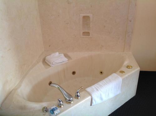 a bath tub with a faucet in a bathroom at Executive Inn & Suites in Shepherd