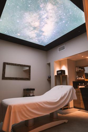 a bedroom with a ceiling with a starry sky at Hôtel 1770 & Spa in Le Pontet