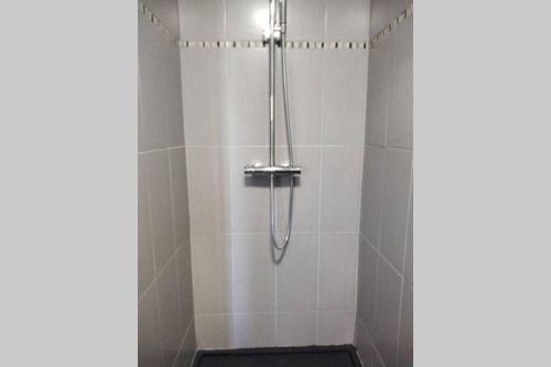 une douche avec pommeau de douche dans une salle de bain dans l'établissement le studio du fou, à Mortagne-sur-Sèvre