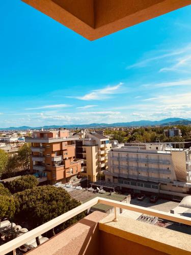 a view of the city from the balcony of a building at Hotel Bellevue in Rimini