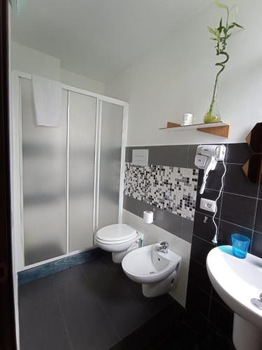 a bathroom with a toilet and a sink at Idria B&B in Barcellona-Pozzo di Gotto