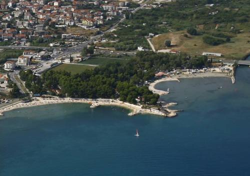 an aerial view of a small island in a body of water at Rooms & Apartments Toni in Split