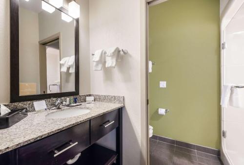 a bathroom with a sink and a mirror at Sleep Inn Flagstaff in Flagstaff
