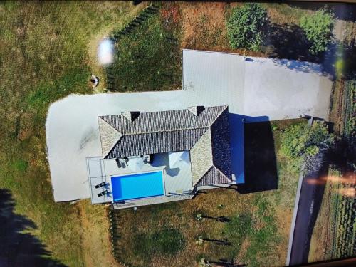 an overhead view of a house with a roof at Villa Heaven Green in Pazin