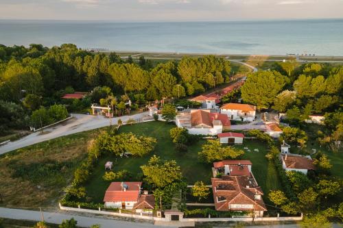 an aerial view of a house with a yard at Villa La Varik 1 in Litochoro