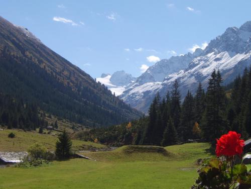 a view of a valley with snow covered mountains at fabienne - Silvretta Premium Card Betrieb in Galtür