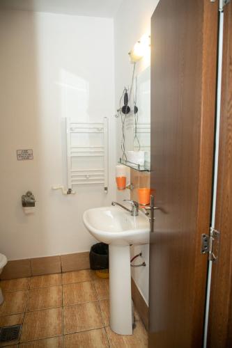 a bathroom with a sink and a mirror at Vile Mamaia Nord in Mamaia Sat/Năvodari