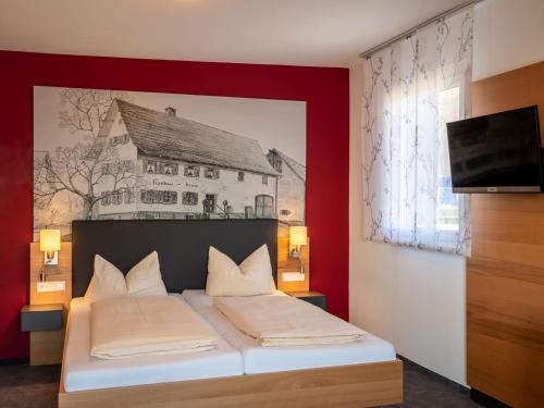 Katil atau katil-katil dalam bilik di Hotel Gasthaus Krone