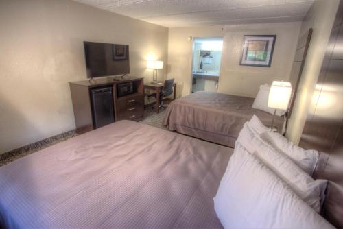 a hotel room with two beds and a television at Econo Lodge Helen in Helen