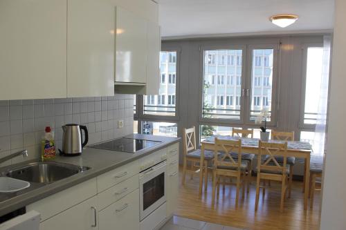 Kuchyň nebo kuchyňský kout v ubytování Herisau Apartments