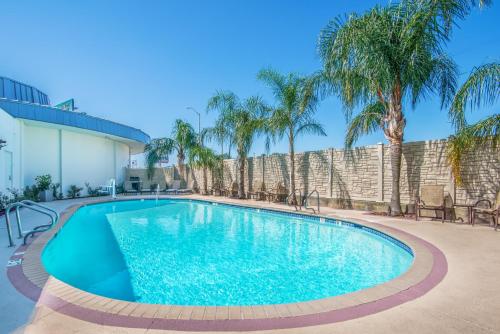 a swimming pool with palm trees and a building at Holiday Inn New Orleans West Bank Tower, an IHG Hotel in Gretna