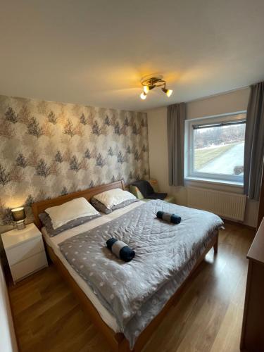Posteľ alebo postele v izbe v ubytovaní High Tatras apartment with an amazing view