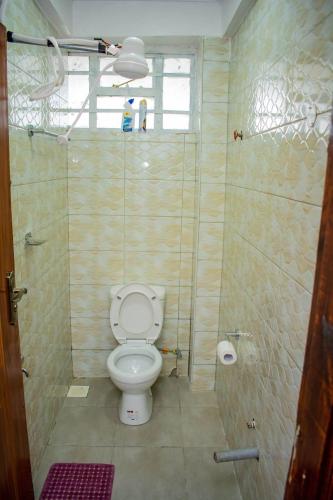 a bathroom with a toilet and a shower at Lux Suites Nanyuki Business Apartment in Nanyuki