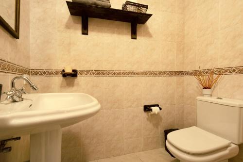 a bathroom with a toilet and a sink at Apartamento Vistas de Icod in Icod de los Vinos
