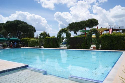 a large swimming pool with trees and bushes at RomaInvilla in Sutri