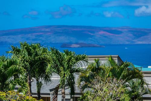 a group of palm trees in front of a building at Wailea Sunset Condo - Ekolu #607 in Wailea