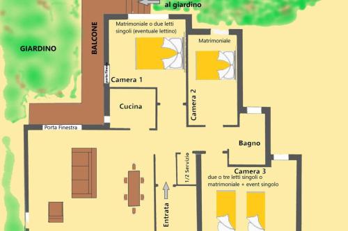 plan piętra budynku z: w obiekcie La Gerla - Maison de Charme - Vista Monte Bianco w mieście Courmayeur