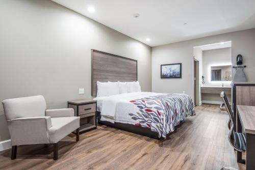 una camera da letto con un letto, una scrivania e una sedia di Red Roof Inn & Suites Mobile SW - I-10 a Tillmans Corner