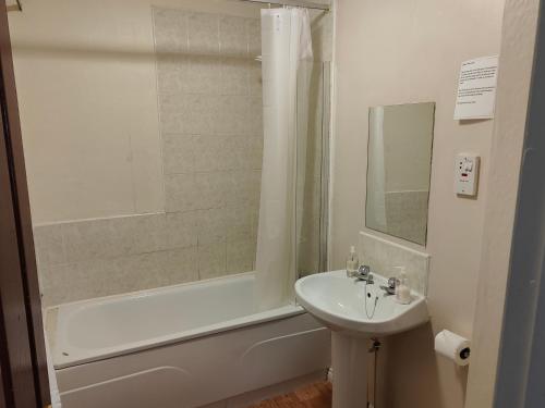 a bathroom with a sink and a bath tub and a sink at Richmond Arms Hotel in Tomintoul