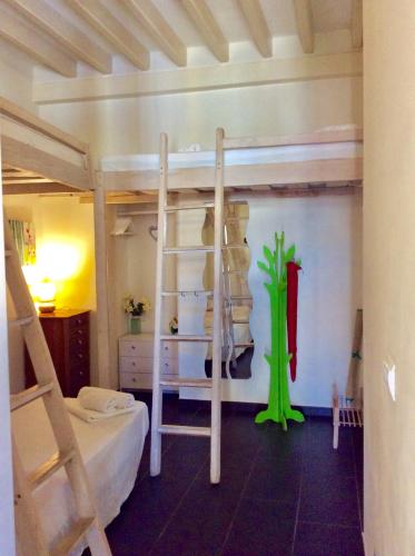 a bedroom with a bunk bed with a ladder at Santa Barbara Guesthouse in Alicante