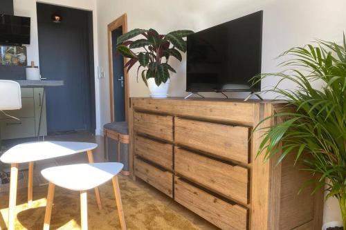 TV a/nebo společenská místnost v ubytování STUDIO NEUF ET PROCHE DES PLAGES DE JUAN LES PINS