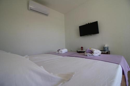 1 dormitorio con 1 cama y TV en la pared en Privatna Soba Gita, en Sumartin