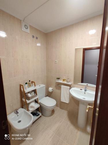 a bathroom with a toilet and a sink at Apartamento Paula in Cee