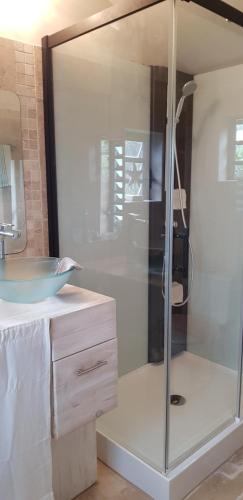 Koupelna v ubytování LA LIANE DE JADE 974 - Lodge "Ylang Ylang" piscine chauffée - jacuzzi privatif