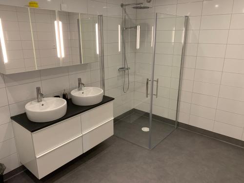 Koupelna v ubytování Torups Vandrarhem