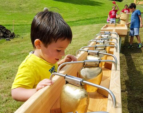 a young boy looking at a row of beehives at APARTMENT WALD - im Skigebiet Gerlitzen & Ossiacher See in Bodensdorf