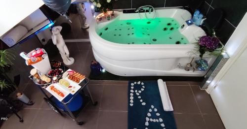 an overhead view of a bathroom with a bath tub at CANNES TOIT ET MOI in Cannes