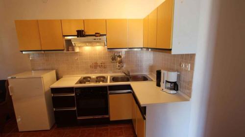 a small kitchen with a sink and a stove at Apartments Tonica in Malinska