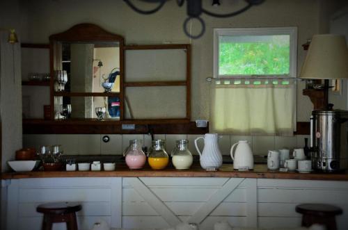 a kitchen counter with vases on top of it at Aldea Andina Hotel San Carlos de Bariloche in San Carlos de Bariloche