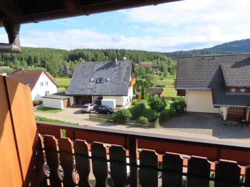 a view from the balcony of a house at Schreyers Hotel Restaurant Mutzel in Schluchsee