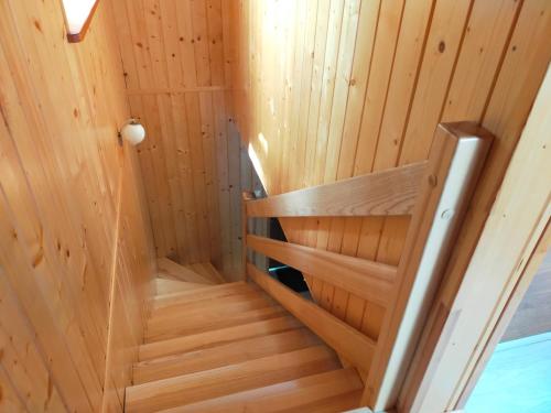 a wooden staircase in a sauna at Przywiśle in Ustroń